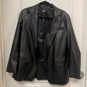 Zara Faux Leather Blazer NWOT